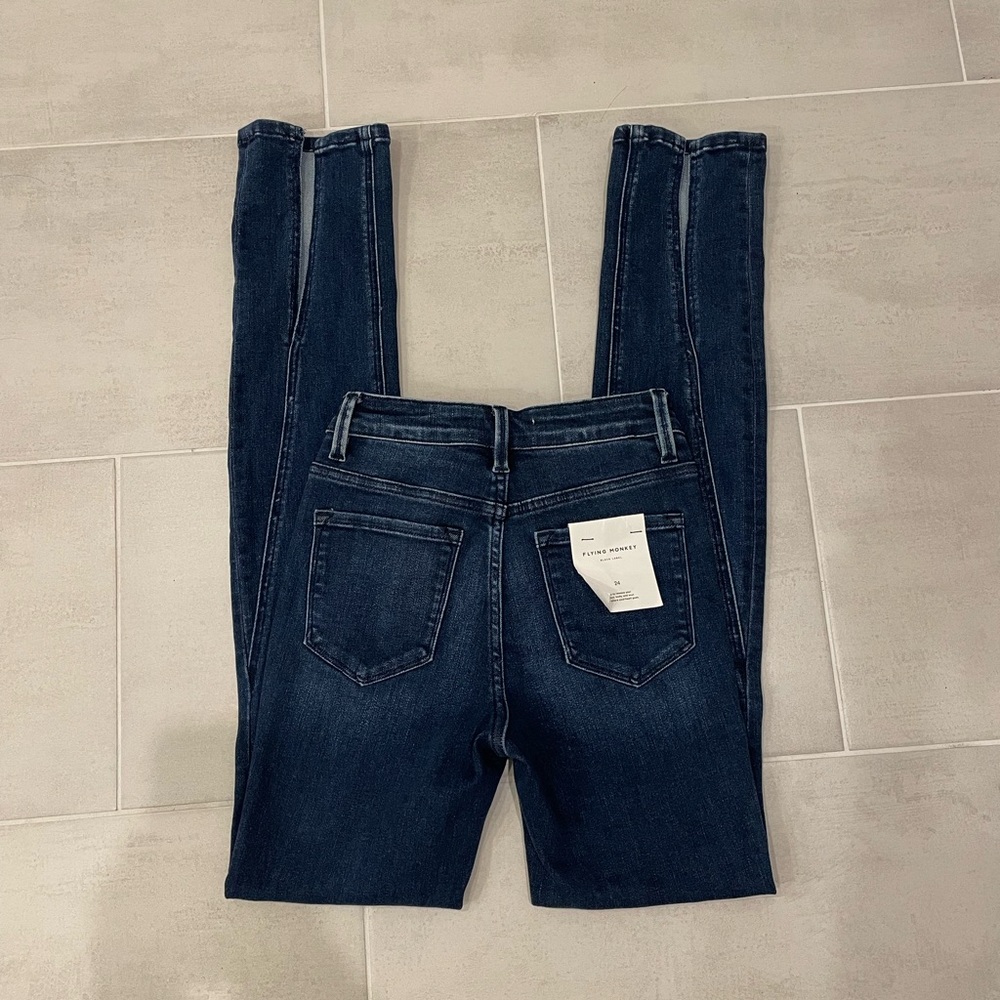 Brand new flying monkey dark blue skinny jeans with slit - Picture 5 of 5
